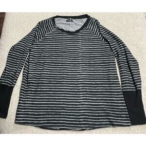Bar by Melis Kozan Women's Size Medium Striped Side Zip Sweatshirt Black Gray